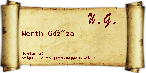 Werth Géza névjegykártya