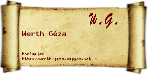 Werth Géza névjegykártya
